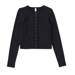 KOTN Women's Crew Neck Cardigan in Black Size Small